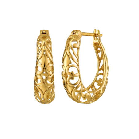 Open filigree earrings-rings, gold